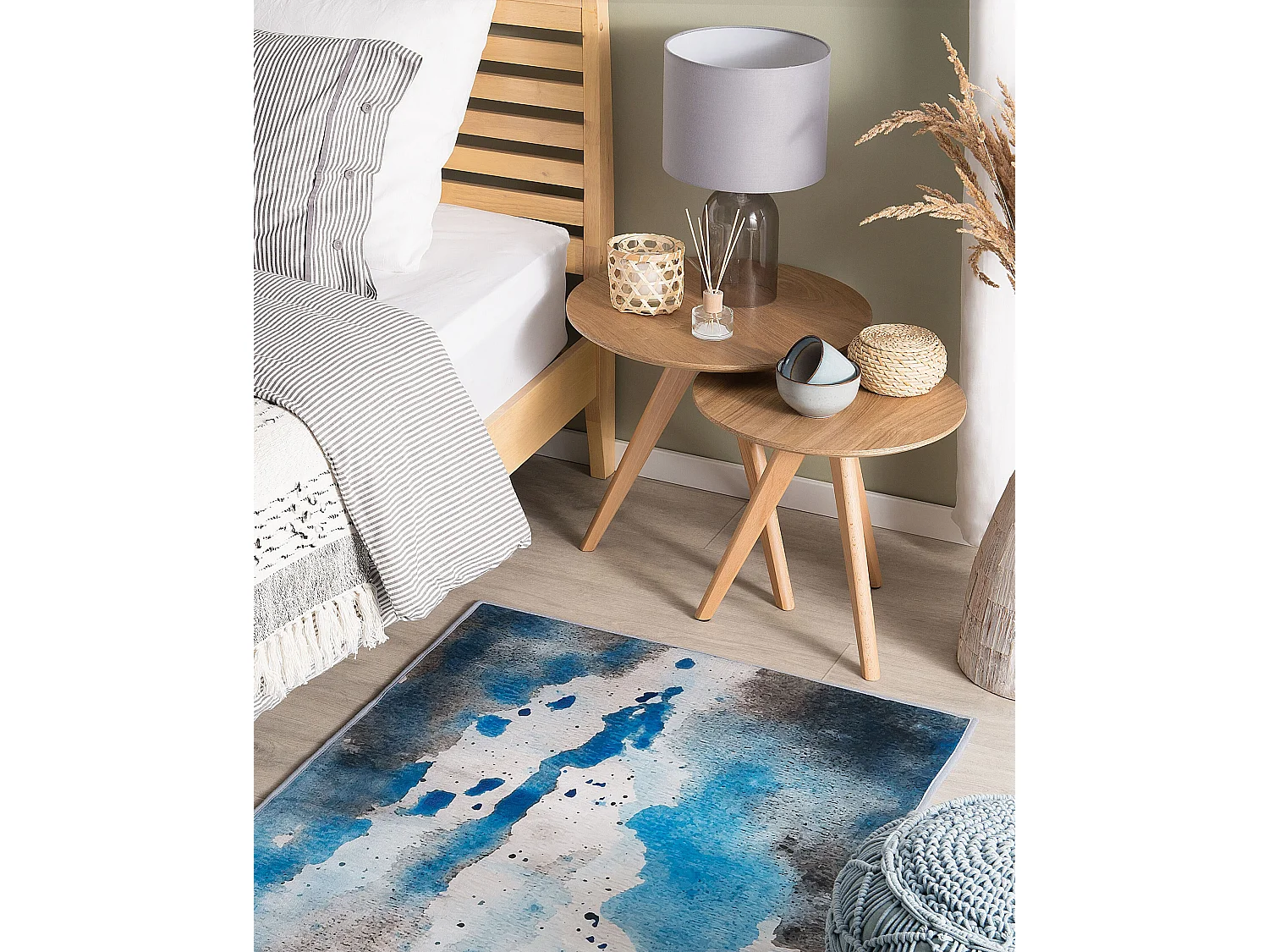 Vloerkleed polyester blauw/grijs 80 x 150 cm BOZAT