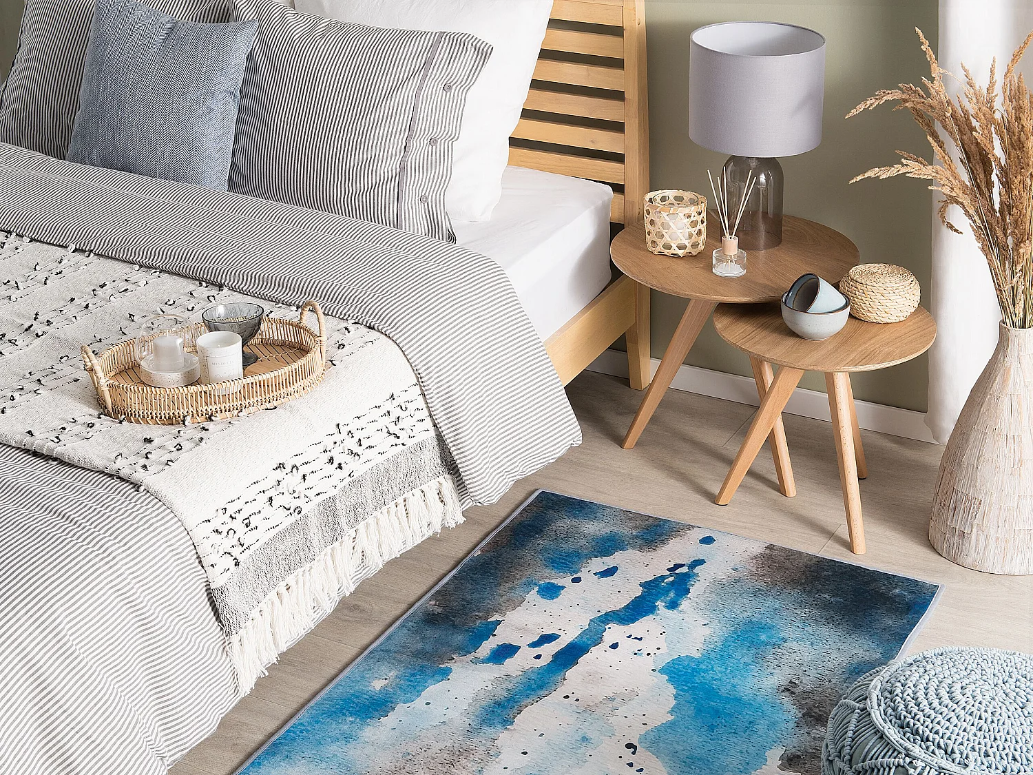 Tapis avec tache bleu et grise 80 x 150 cm BOZAT