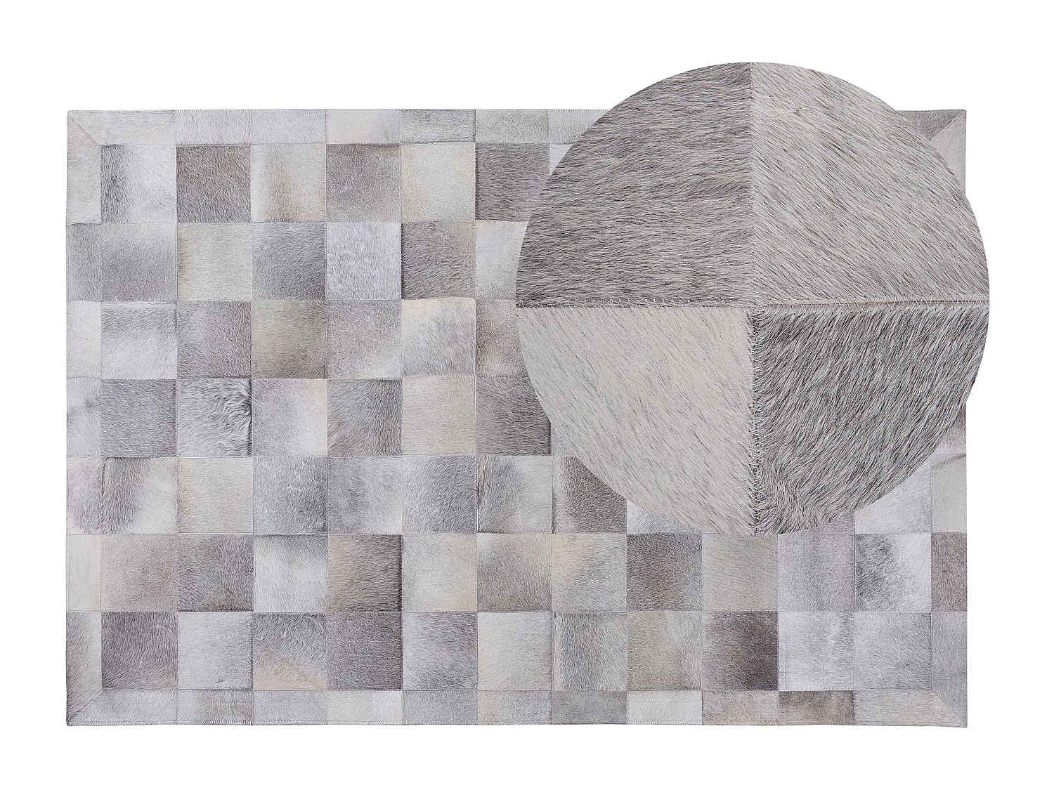 Moderner Teppich aus Echtleder hellgrau 140 x 200 cm Alacam