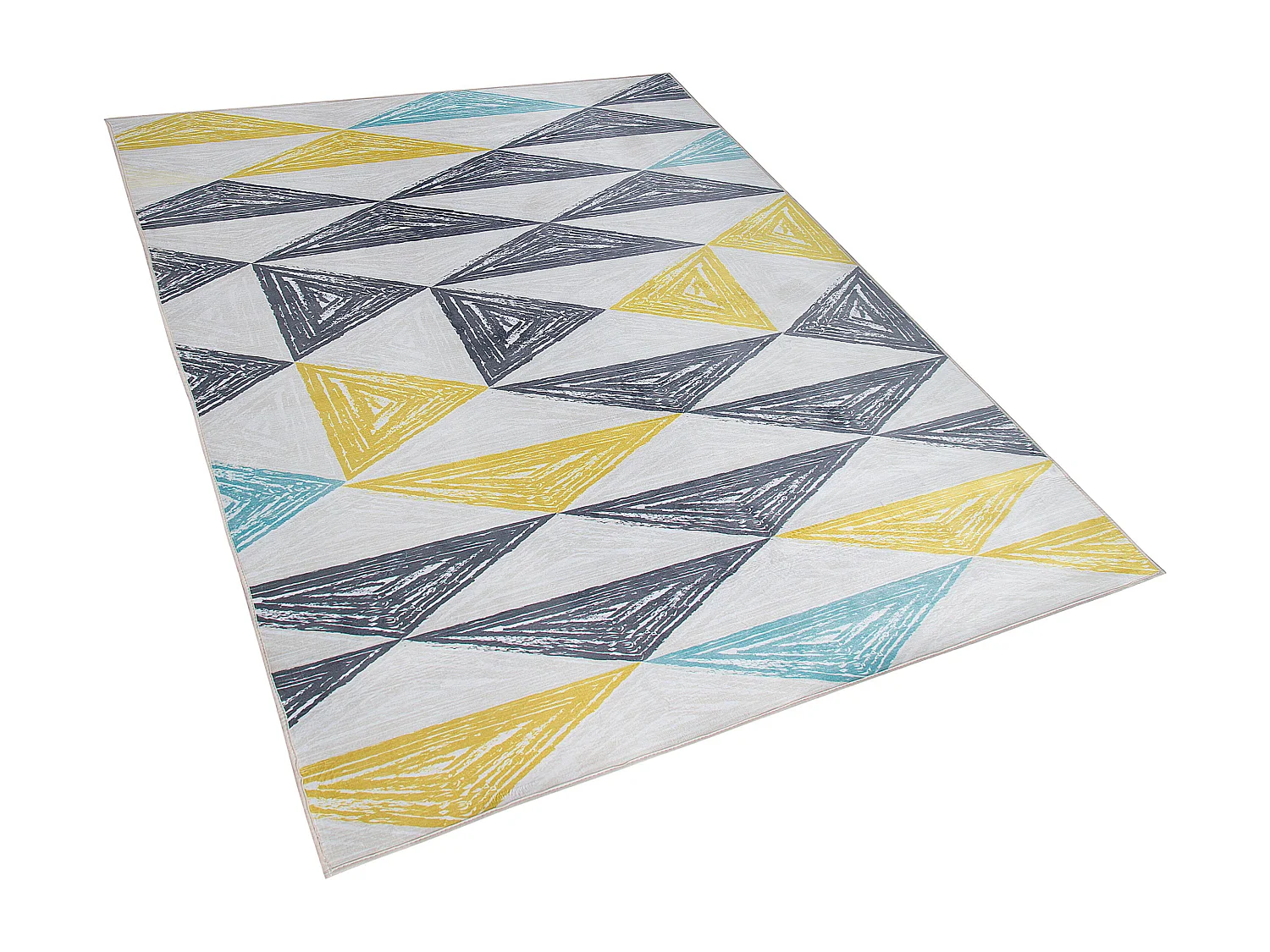 Teppich grau-gelb-mintgrün 160 x 230 cm Dreieckmuster Kurzflor KALEN