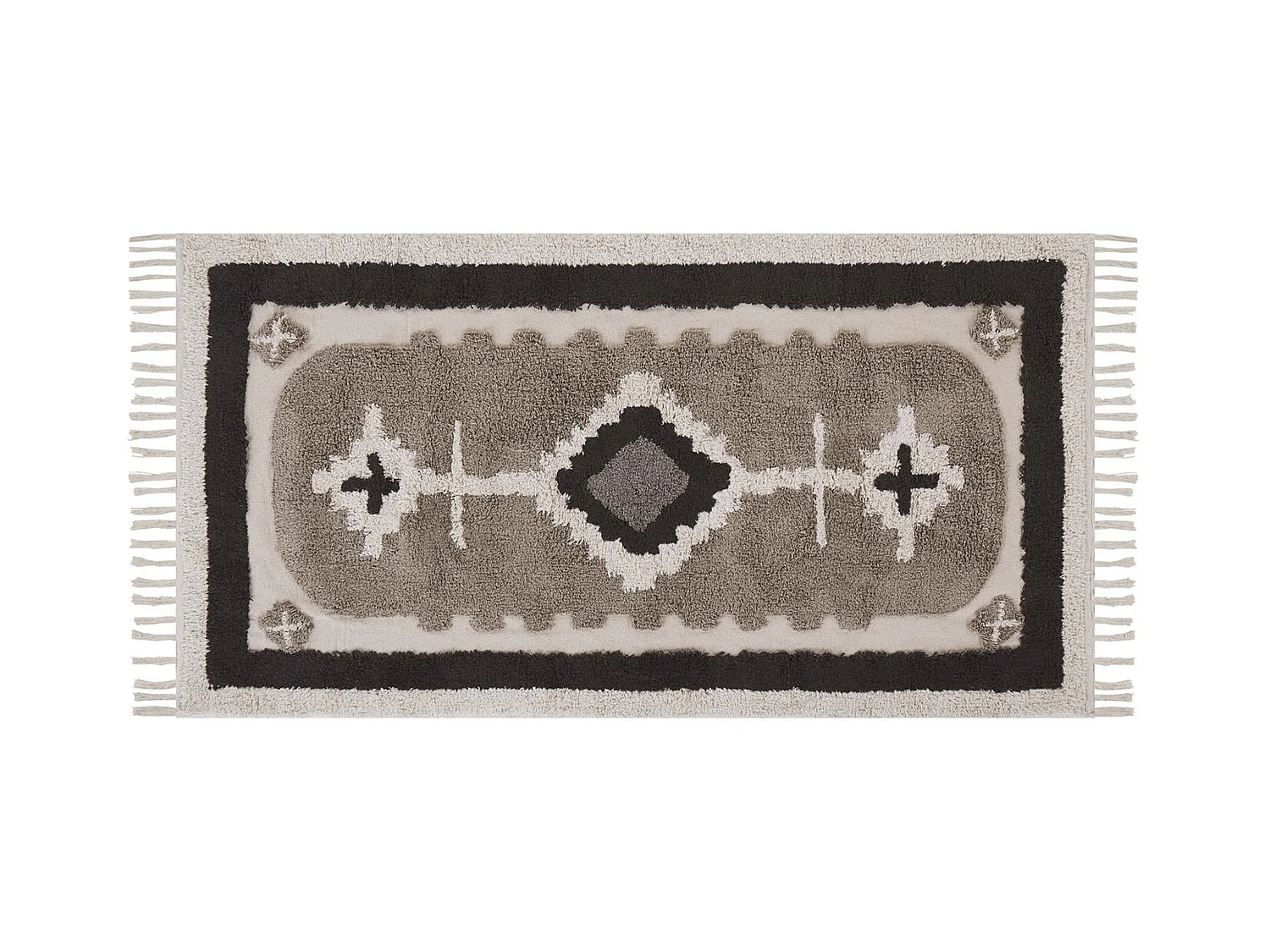 Tappeto beige e nero in cotone 80 x 150 cm GEYVE