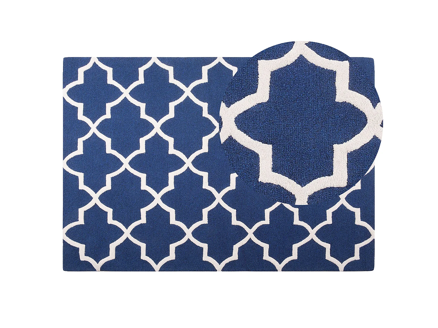 Teppich Wolle blau 140 x 200 cm marokkanisches Muster Kurzflor SILVAN