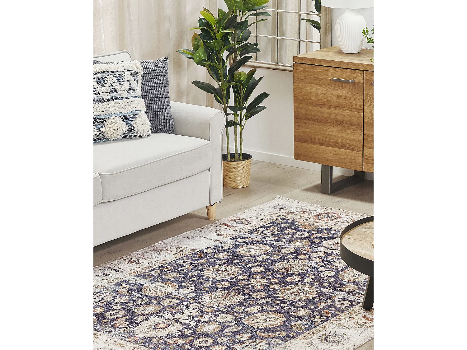 Tappeto a pelo corto blu e beige 140 x 200 cm PELITLI