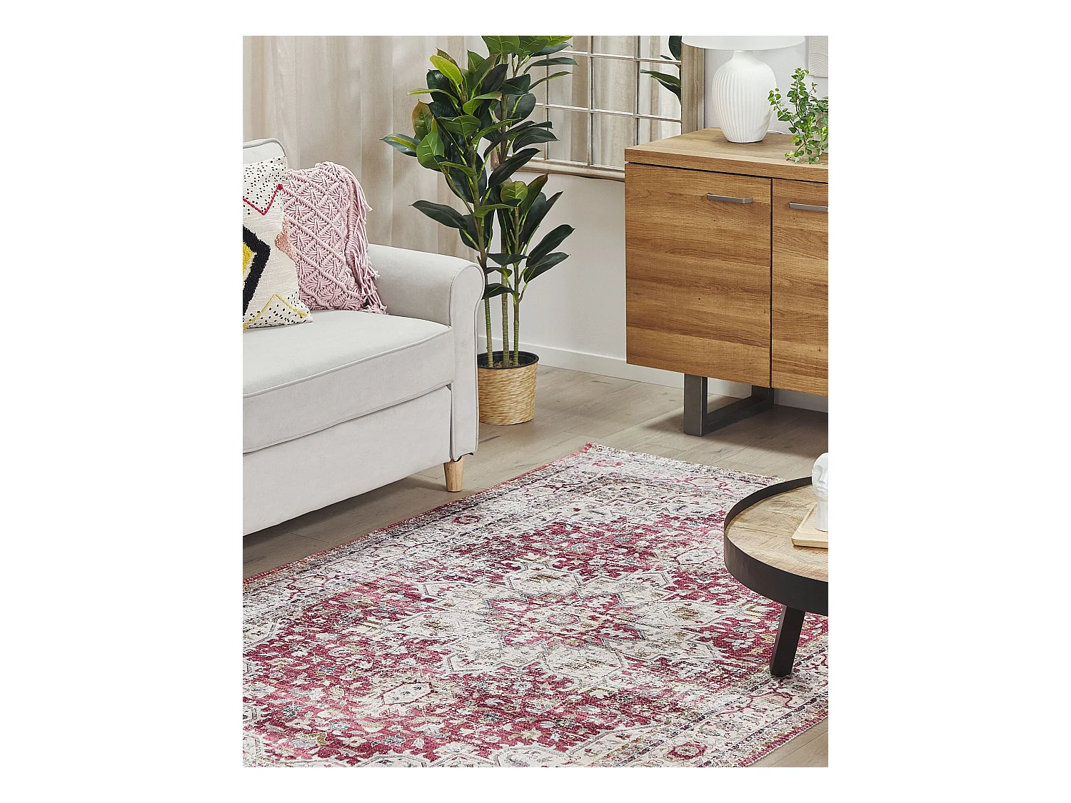 Vloerkleed polyester rood/beige 150 x 230 cm ARHAVI