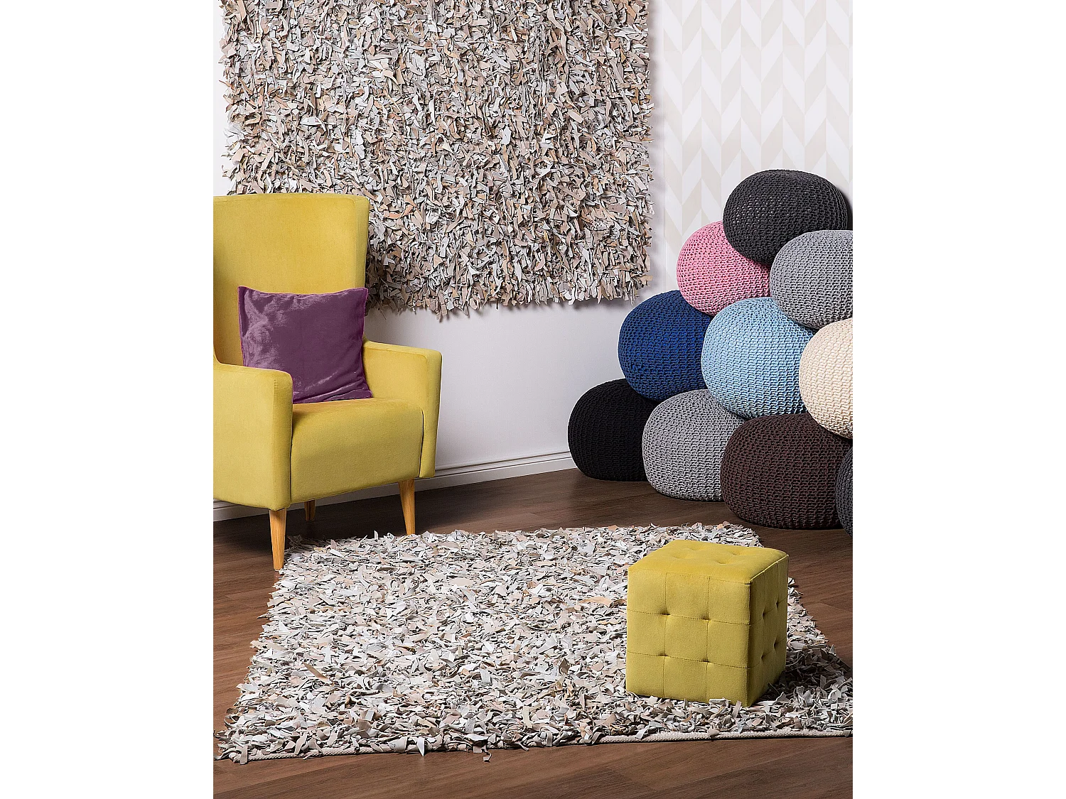 Vloerkleed leer licht beige 80 x 150 cm MUT