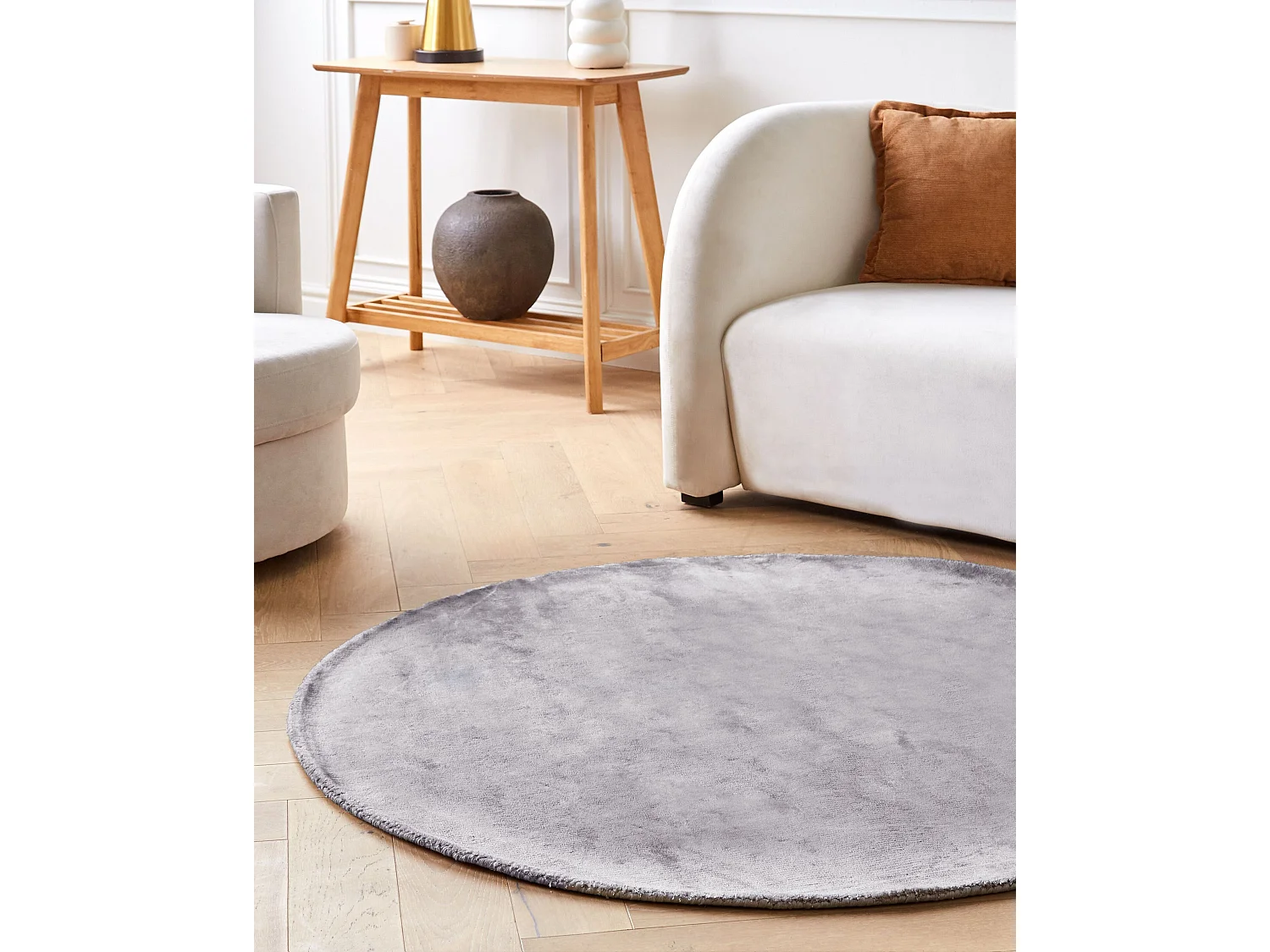 Teppich hellgrau ⌀ 140 cm Kurzflor GESI II