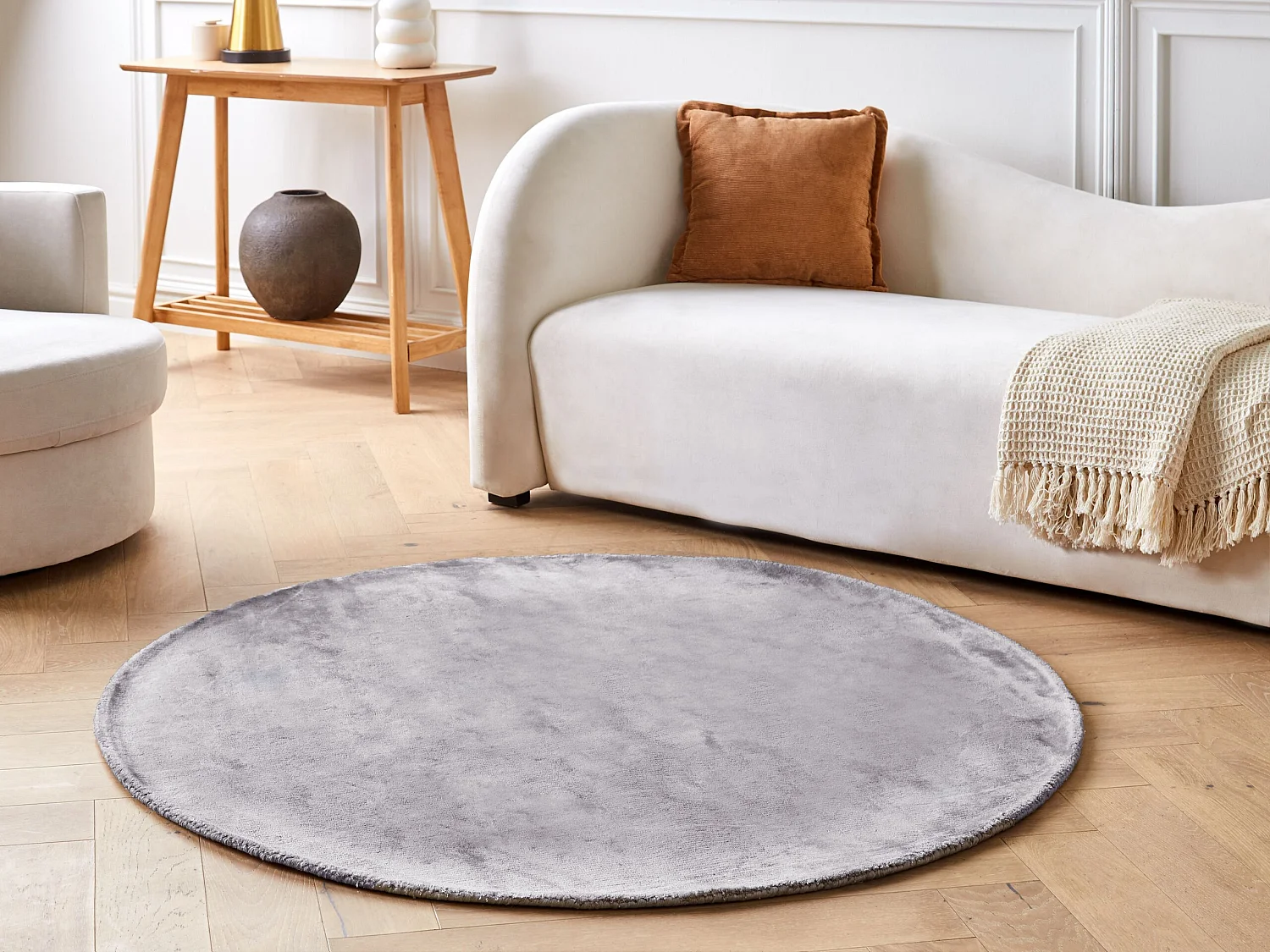 Vloerkleed viscose lichtgrijs ⌀ 140cm GESI II