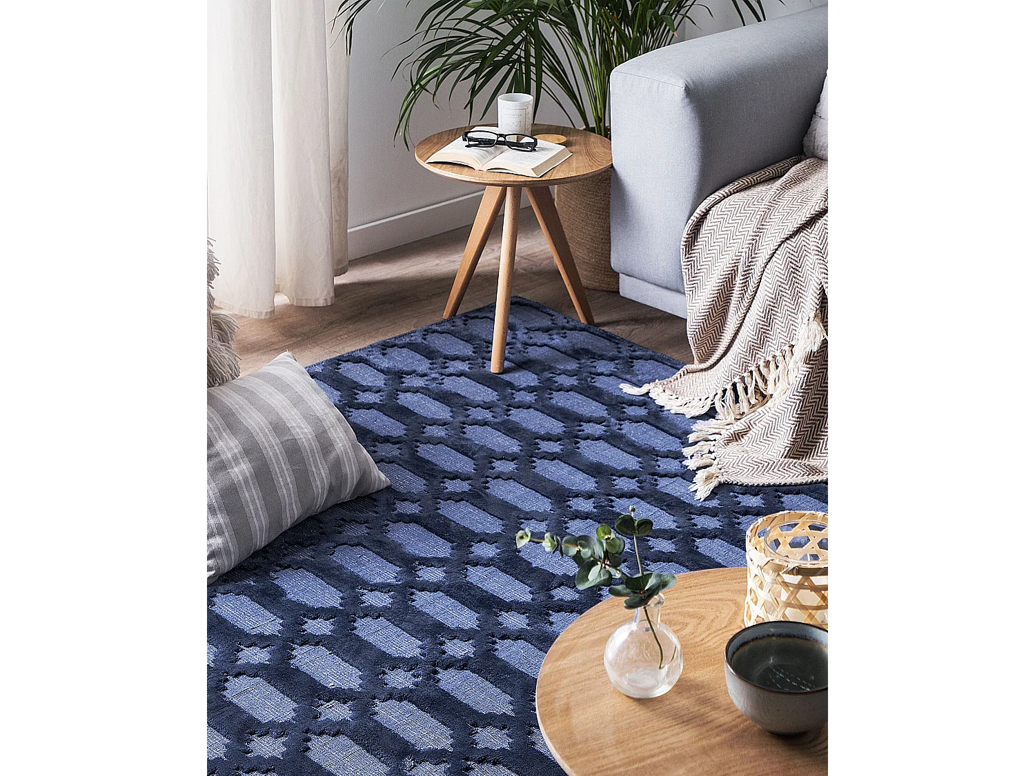 Tapis CIZRE Bleu marine 160 x 230 cm Soie artificielle