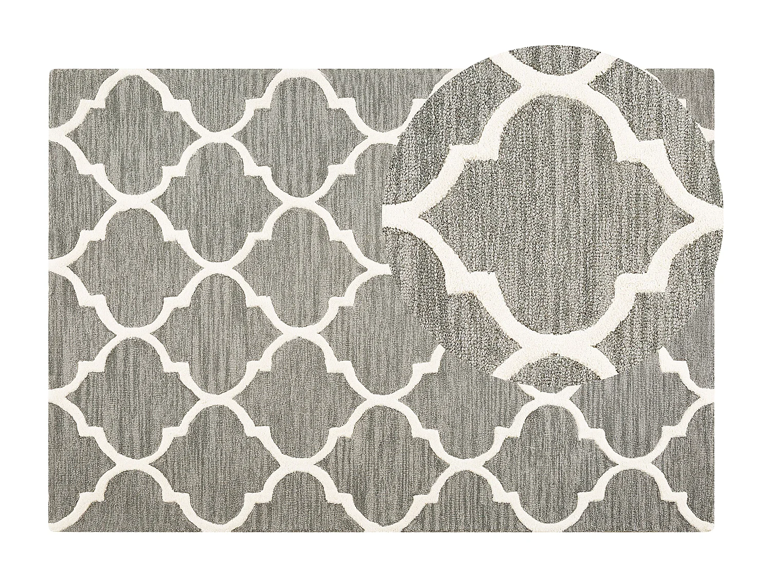 Stilvoller Teppich marokkanisches Muster Wolle 160x230 cm grau Yalova