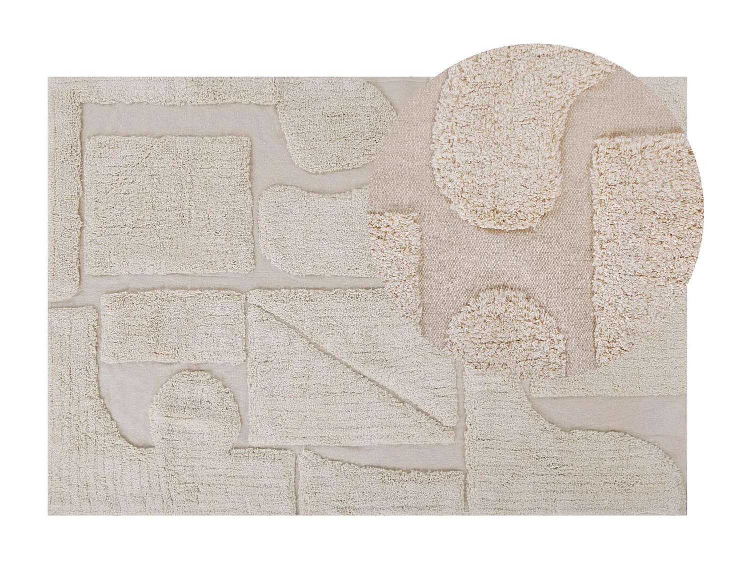 Teppich Baumwolle beige 140 x 200 cm abstraktes Muster Kurzflor DIYADIN