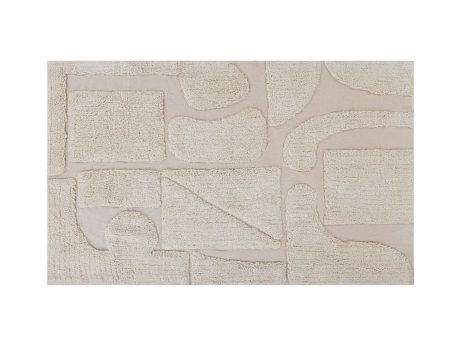 Teppich Baumwolle beige 140 x 200 cm abstraktes Muster Kurzflor DIYADIN