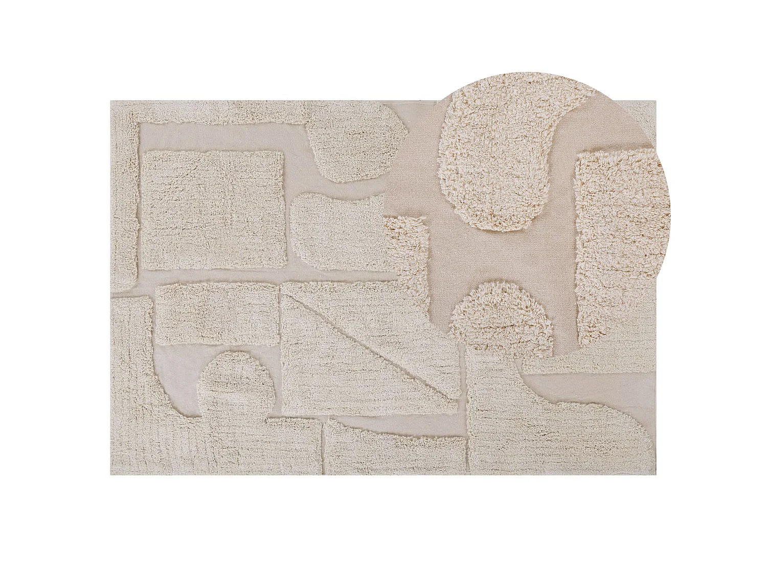 Teppich Baumwolle beige 140 x 200 cm abstraktes Muster Kurzflor DIYADIN