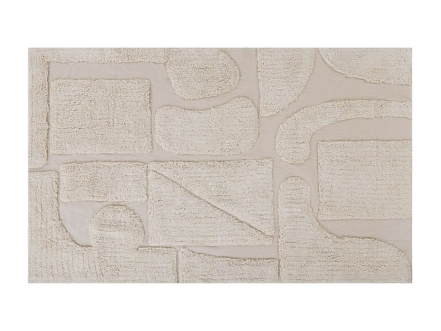 Teppich Baumwolle beige 140 x 200 cm abstraktes Muster Kurzflor DIYADIN