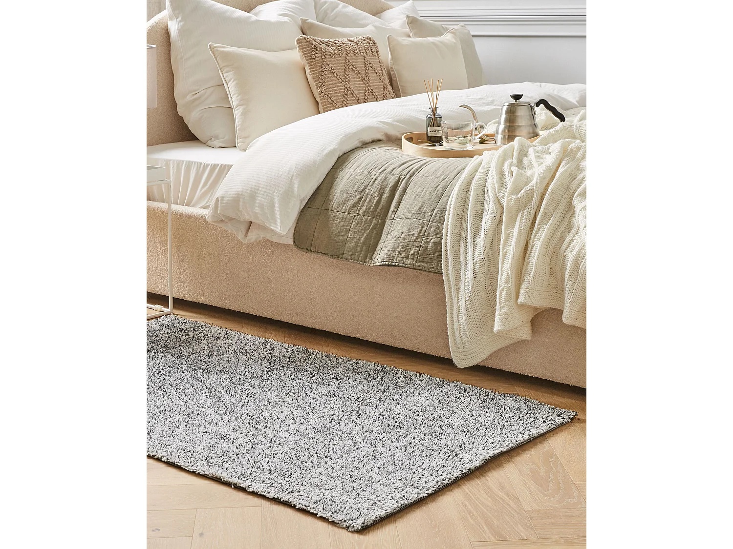 Teppich grau meliert 80 x 150 cm Shaggy DEMRE