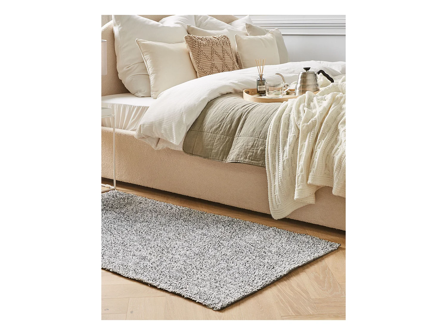 Vloerkleed polyester grijs gemêleerd 80 x 150 cm DEMRE