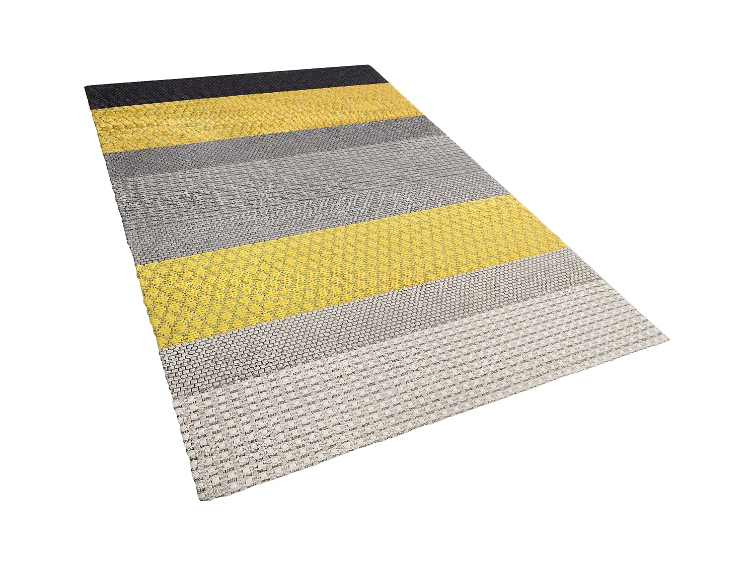 Teppich Wolle grau / gelb 140 x 200 cm Streifenmuster Kurzflor AKKAYA