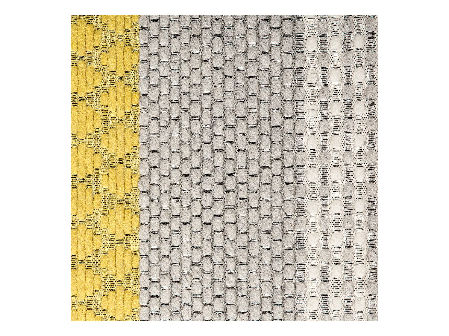 Teppich Wolle grau / gelb 140 x 200 cm Streifenmuster Kurzflor AKKAYA