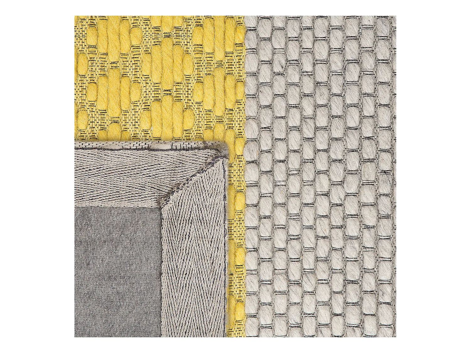 Teppich Wolle grau / gelb 140 x 200 cm Streifenmuster Kurzflor AKKAYA