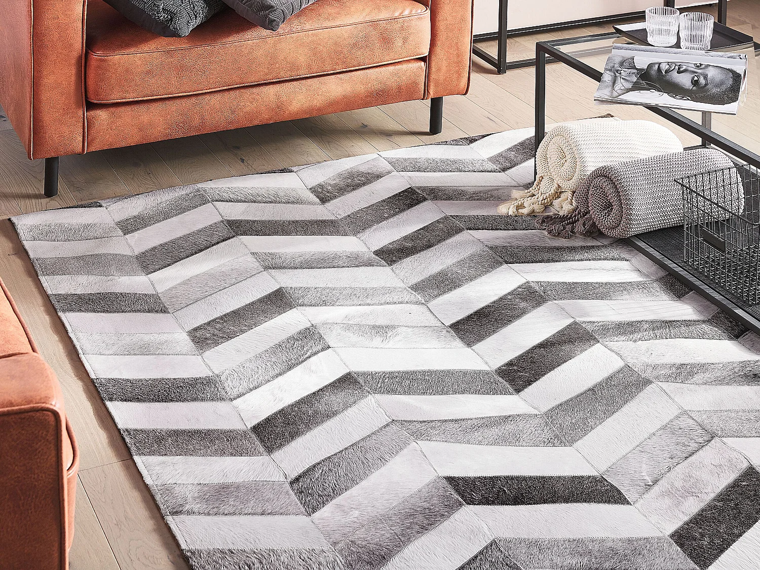 Tappeto AKSAZ 140 x 200 cm Pelle naturale Multicolore