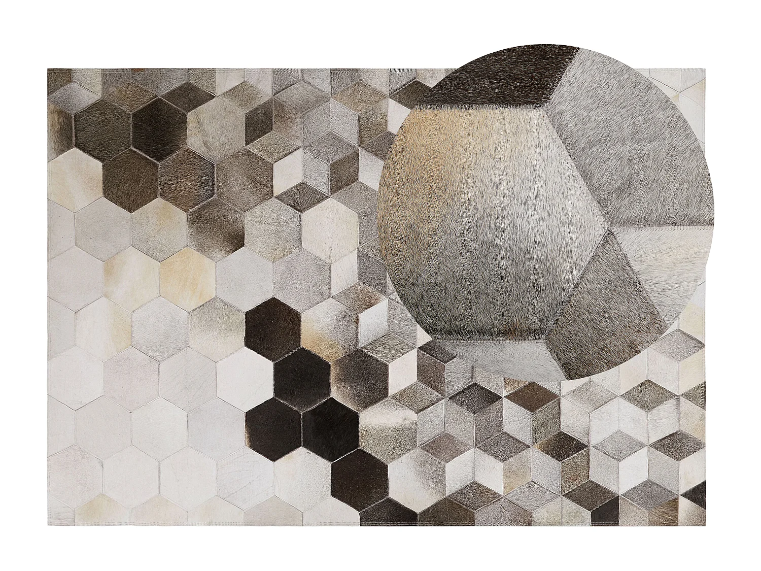 Dekorativer Lederteppich grau/weiß geometrische Struktur 160x230 cm Sason