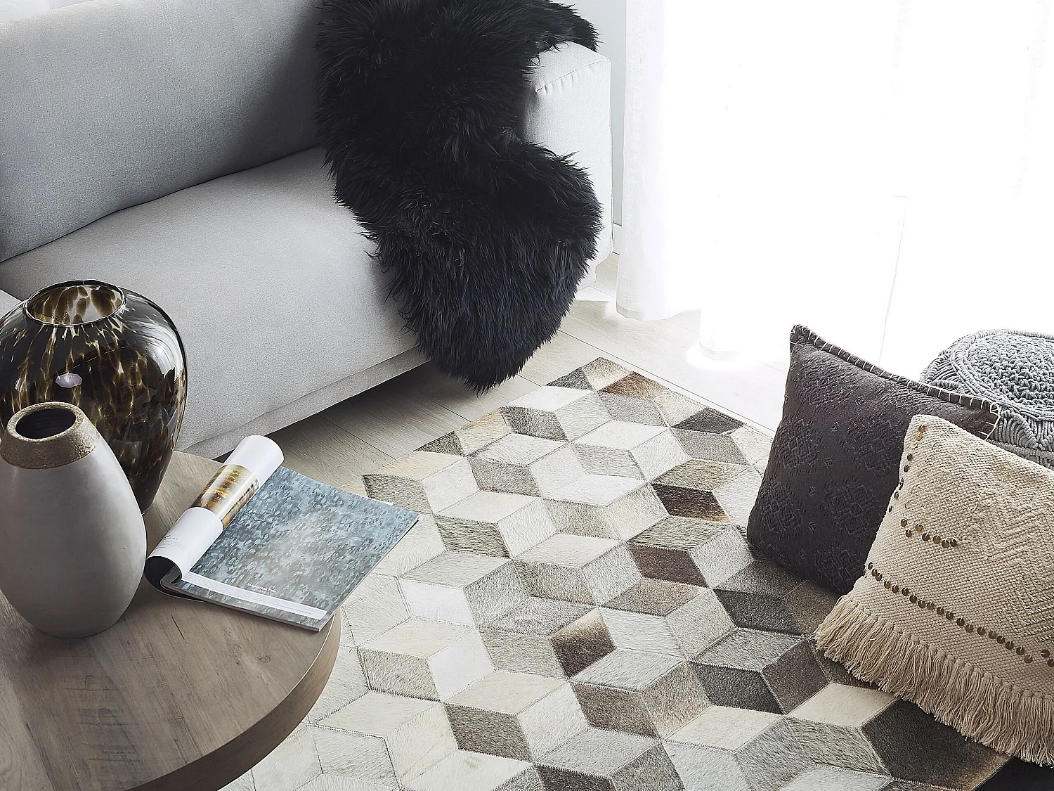 Tapis SASON 160 x 230 cm Cuir Beige