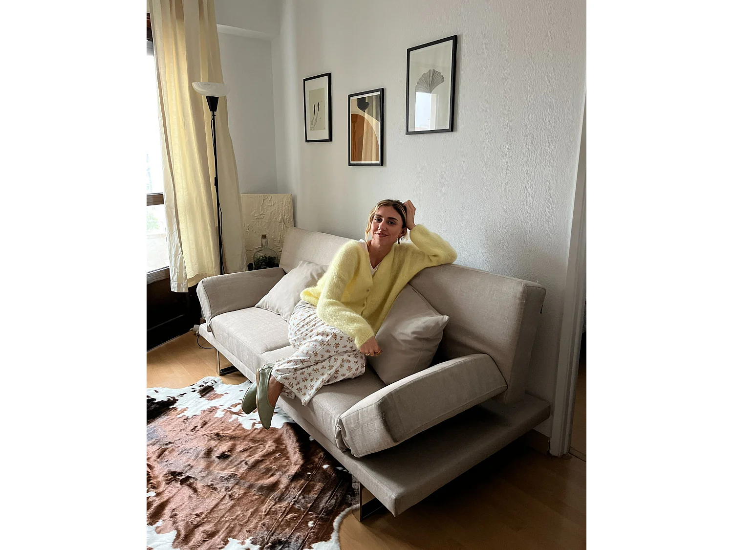 Vloerkleed imitatieleer bruin/wit 130 x 170 cm BOGONG
