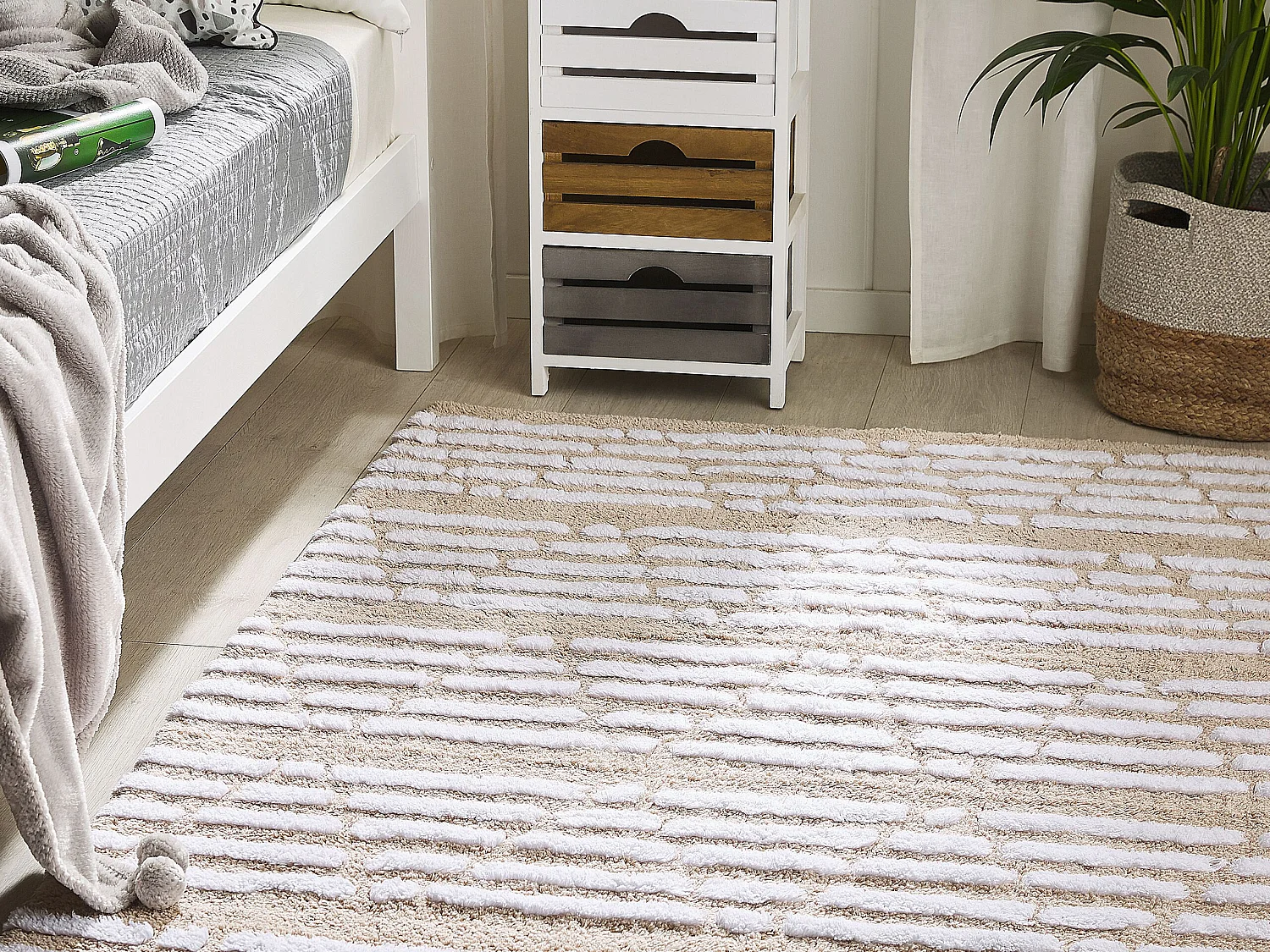 Vloerkleed katoen beige 120 x 180 cm AHIRLI