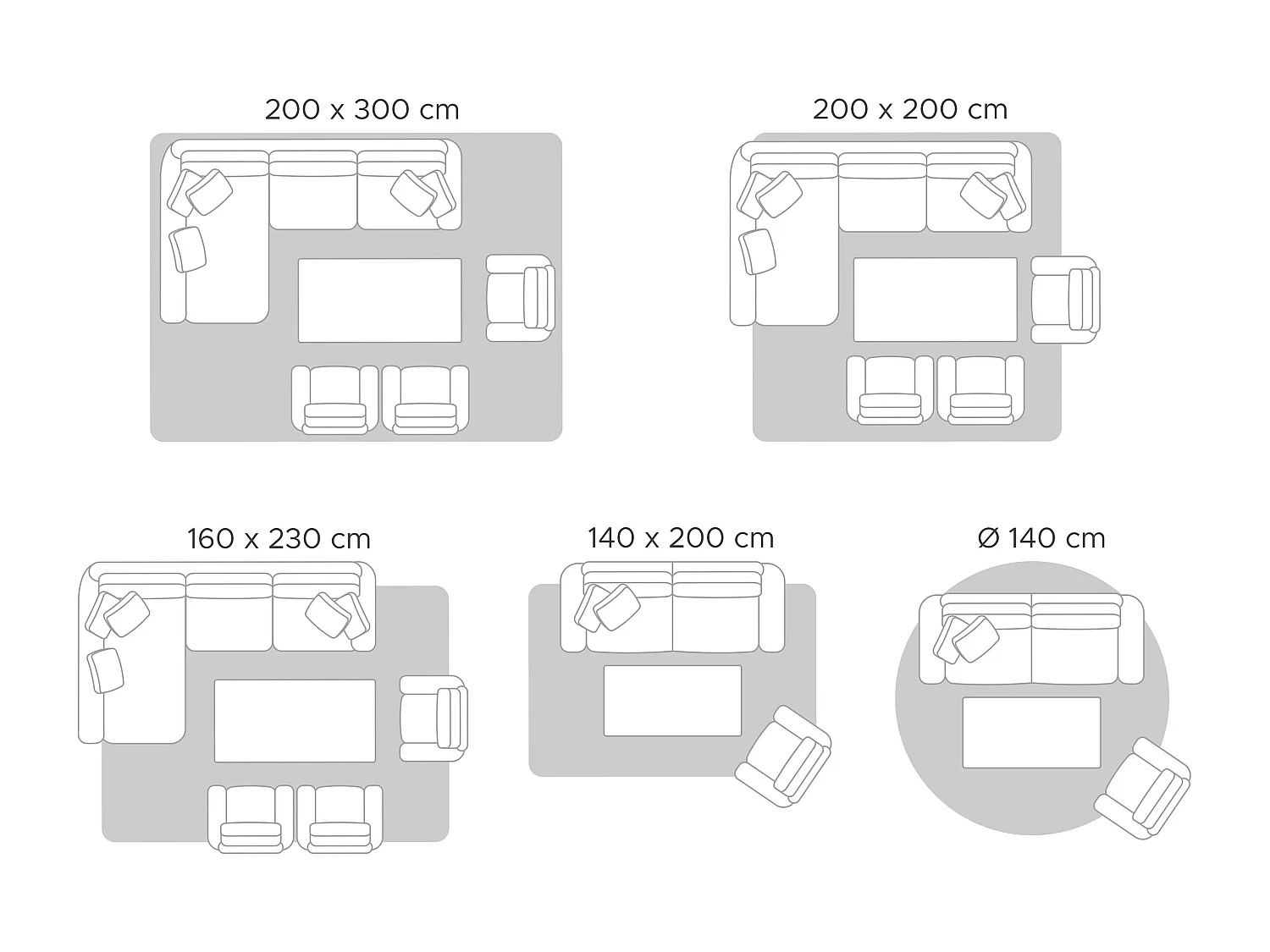 Tapete em viscose cinzenta e preta 200 x 200 cm ERCIS
