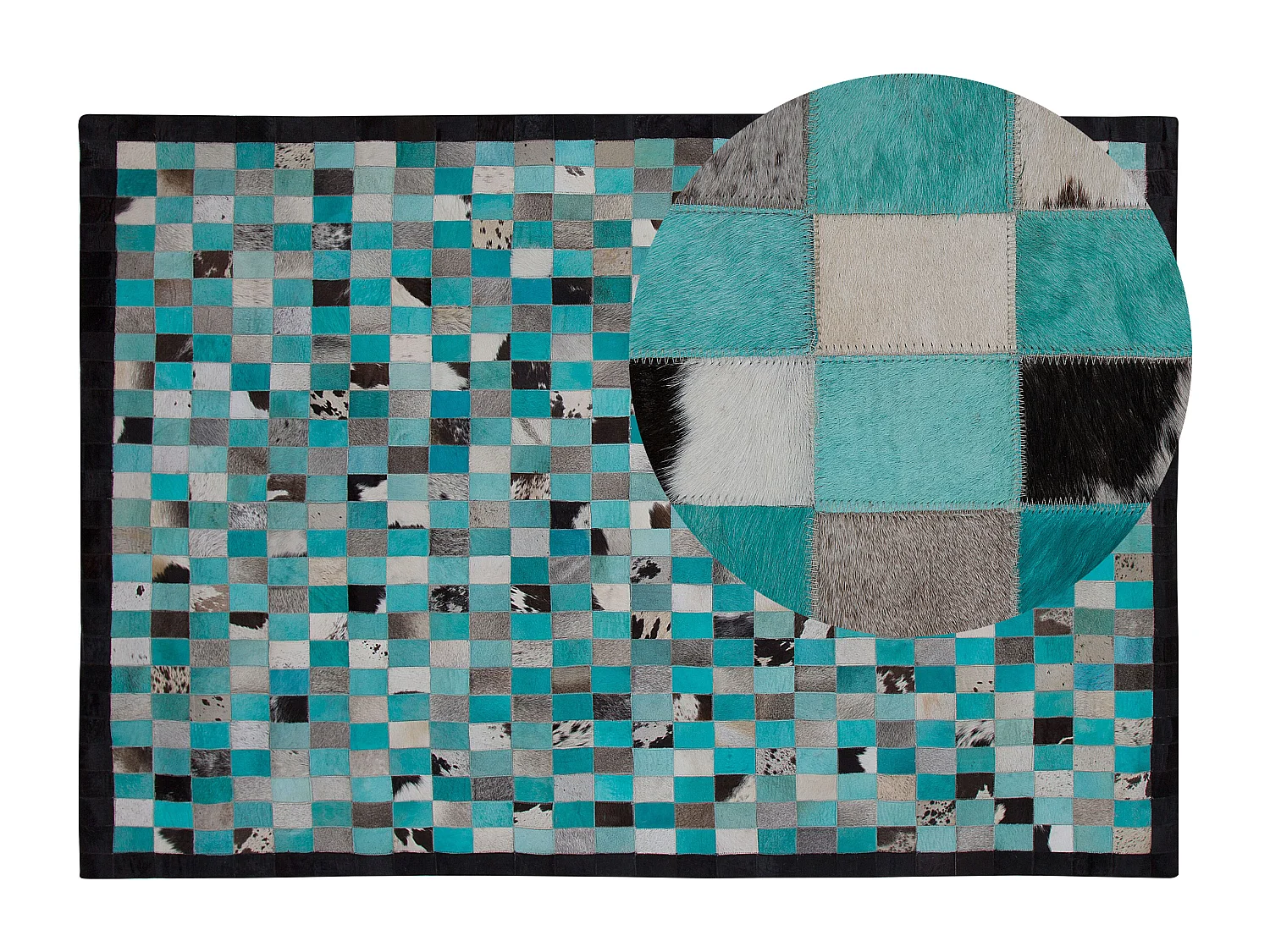 Vloerkleed NIKFER 160 x 230 cm Leer Turquoise