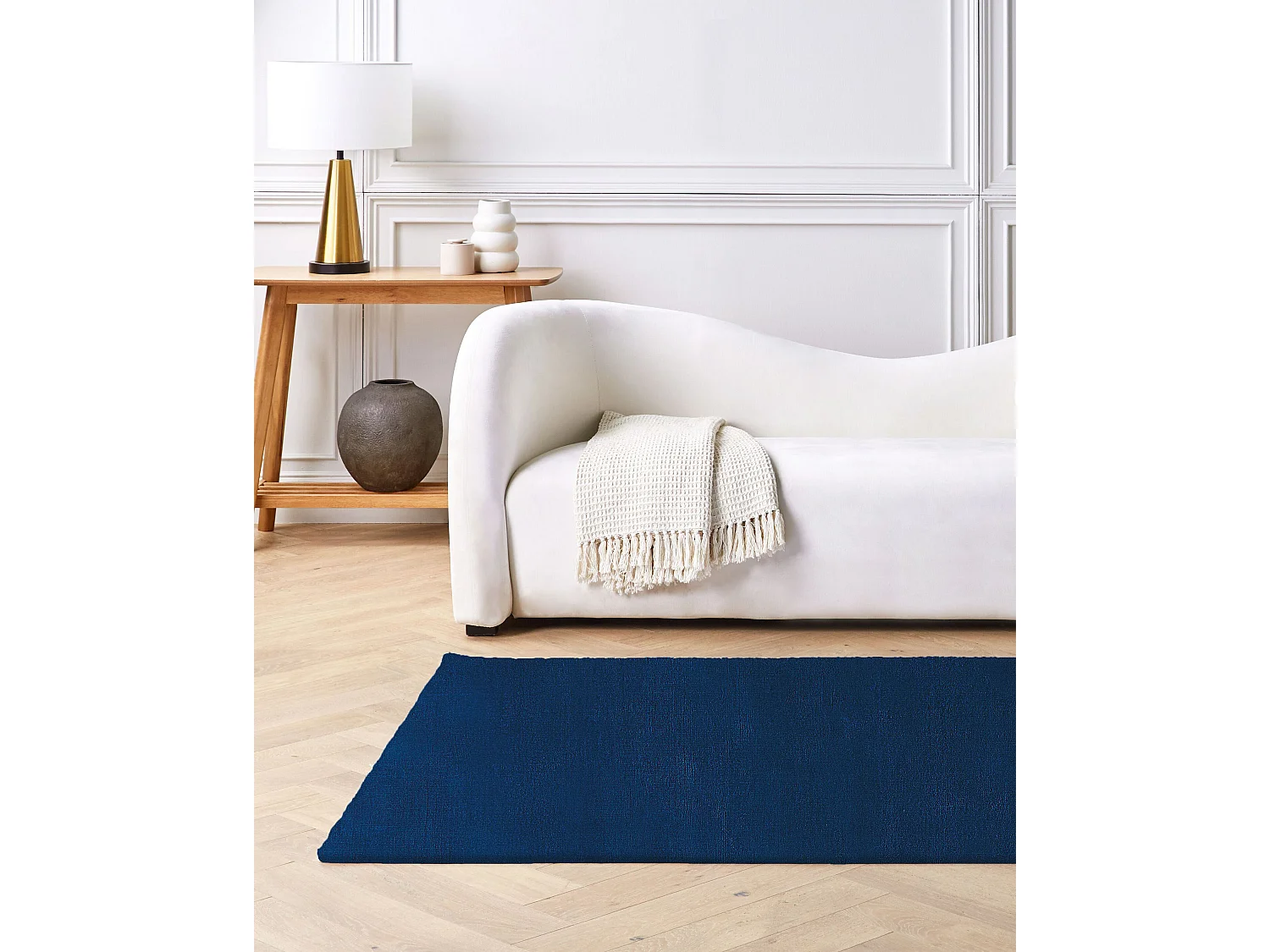 Vloerkleed viscose marineblauw 140 x 2000 cm GESI II