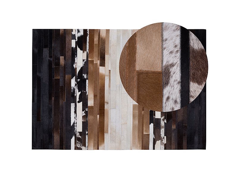 Vloerkleed leer zwart/beige 160 x 230 cm DALYAN
