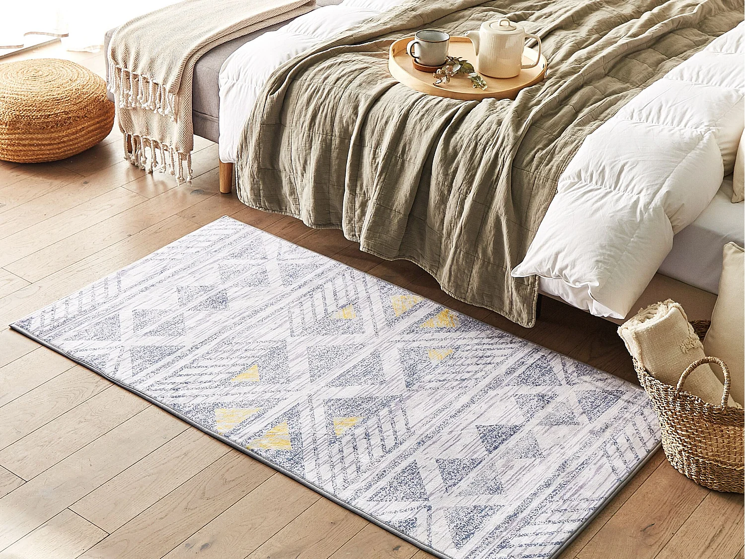 Tapis 150 x 80 cm gris et jaune KARGI