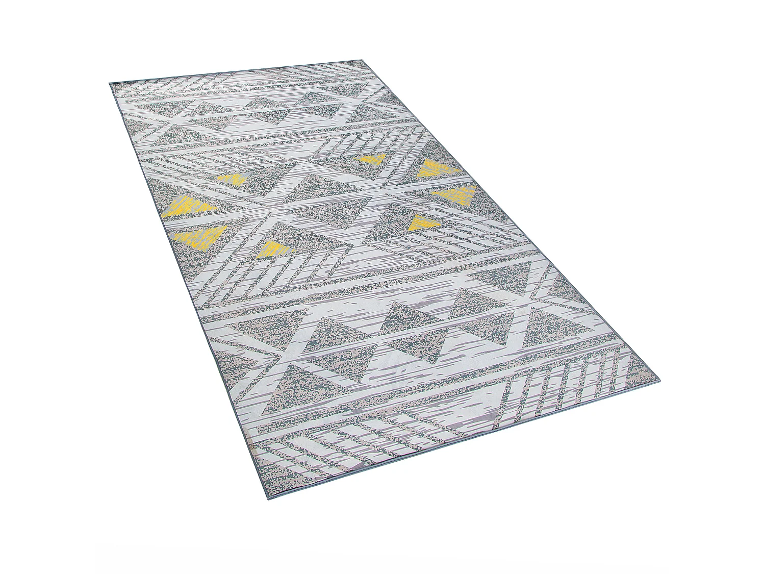 Tappeto motivo geometrico grigio-giallo 80 x 150 cm KARGI