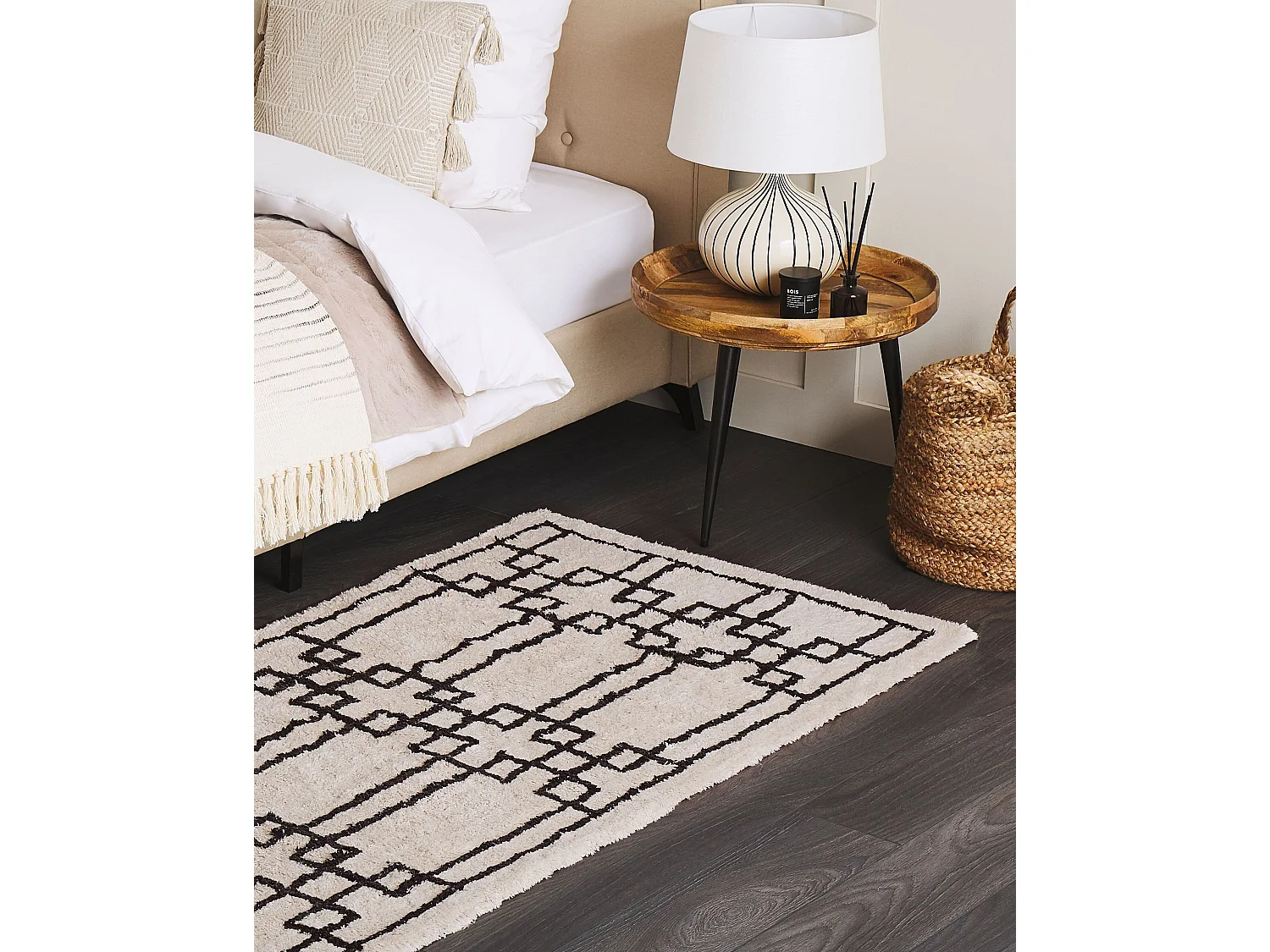 Vloerkleed katoen beige/zwart 80 x 150 cm TURHAL