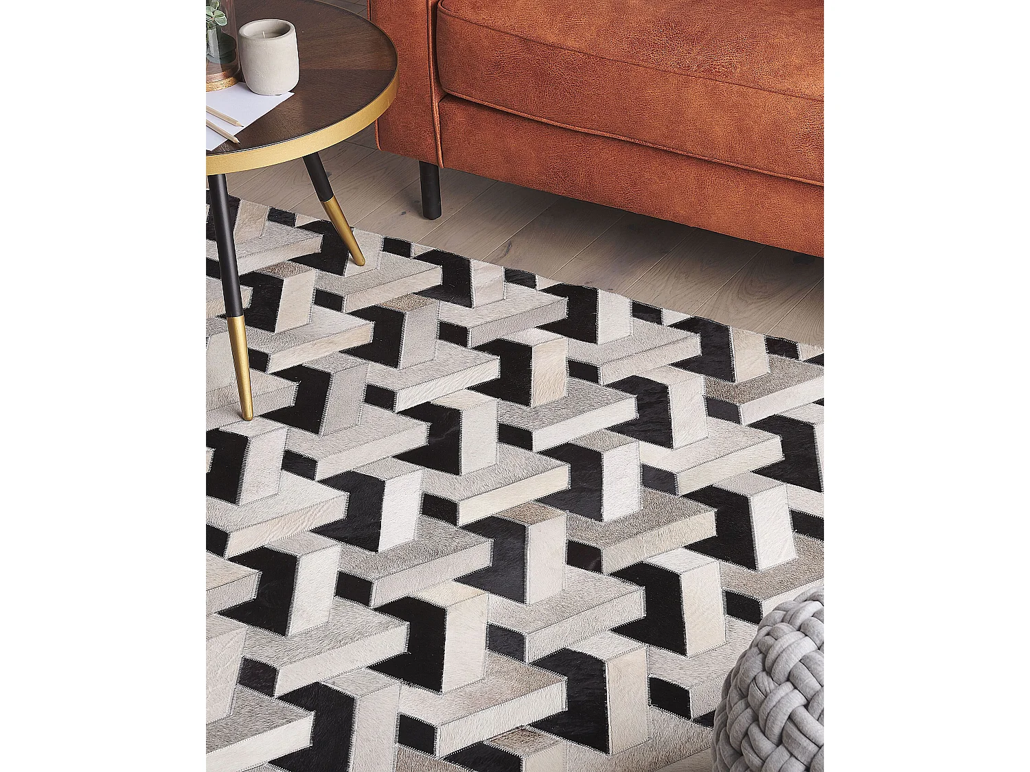 Tapis NARMAN Gris 160 x 230 cm Cuir