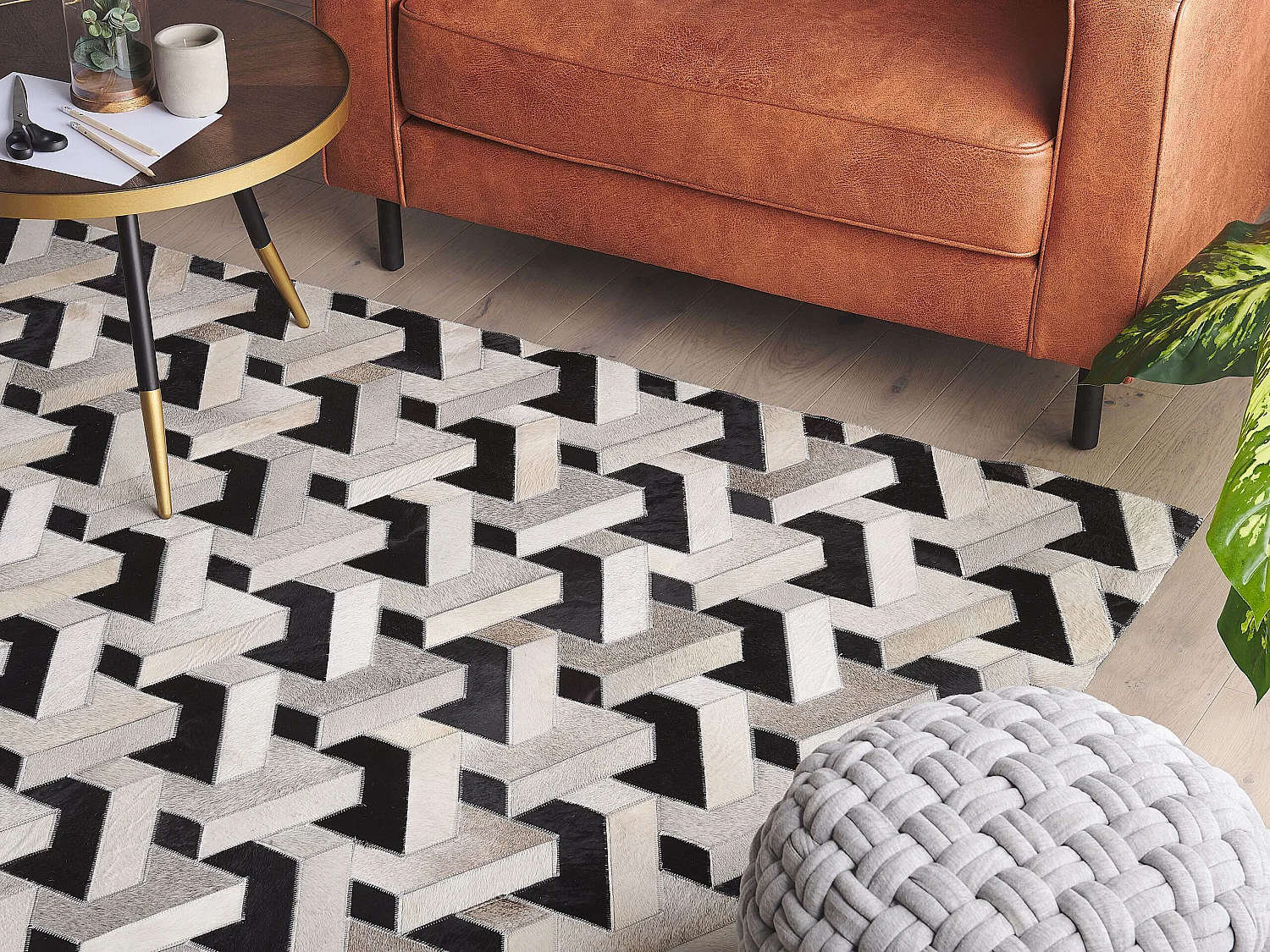 Tapis NARMAN 160 x 230 cm Cuir Gris