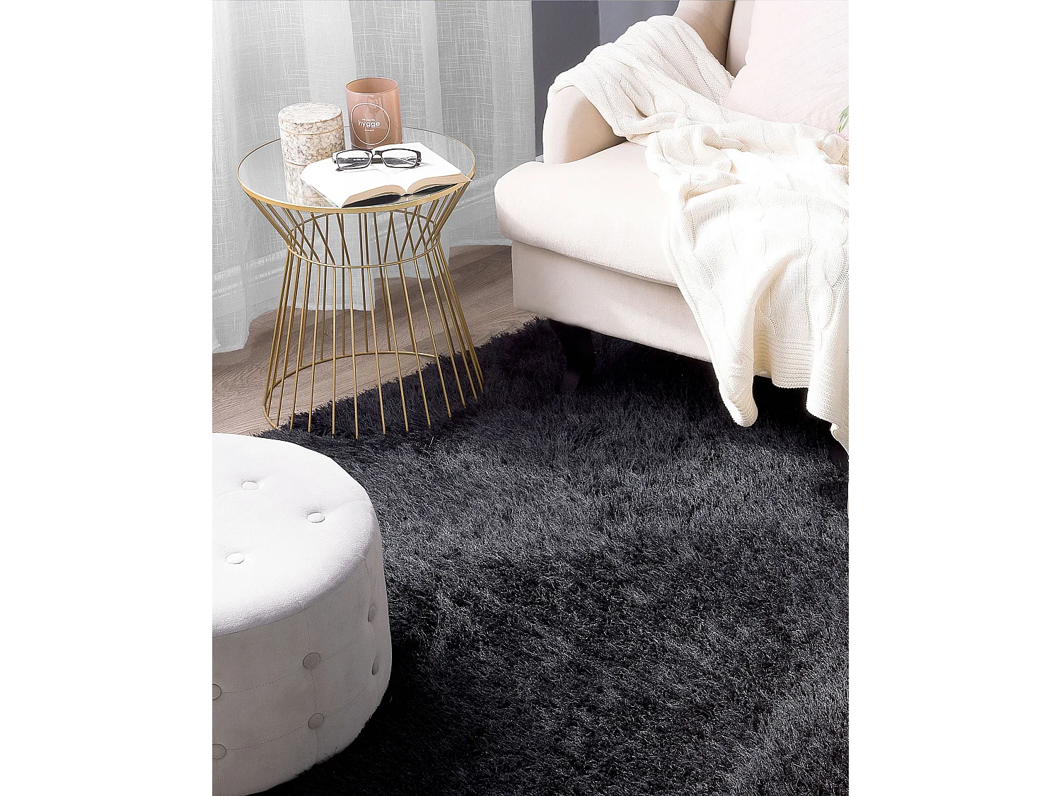 Vloerkleed polyester zwart 200 x 300 cm CIDE