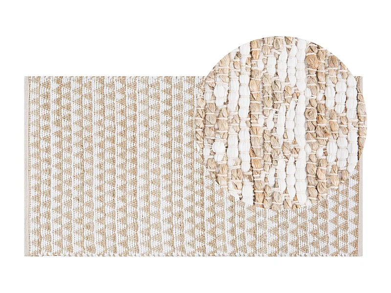 Dekorativer Teppich beige Dreieckmuster 80 x 150 cm handgewebt Tunceli