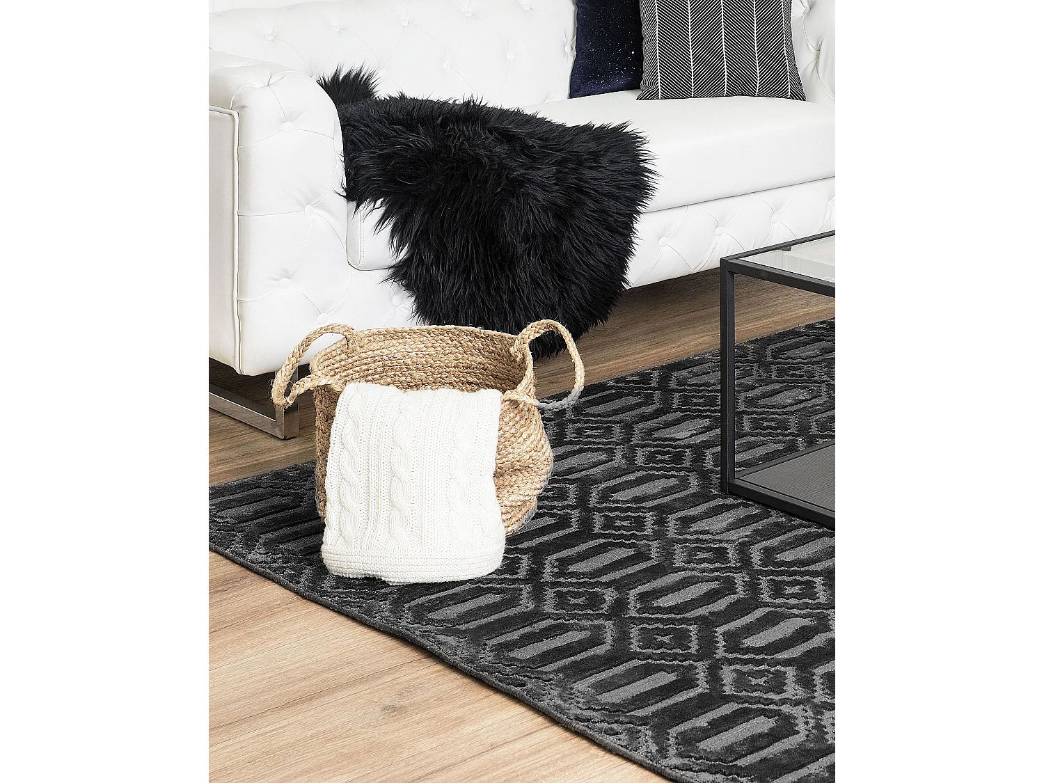 Vloerkleed viscose donkergrijs 140 x 200 cm ADATEPE