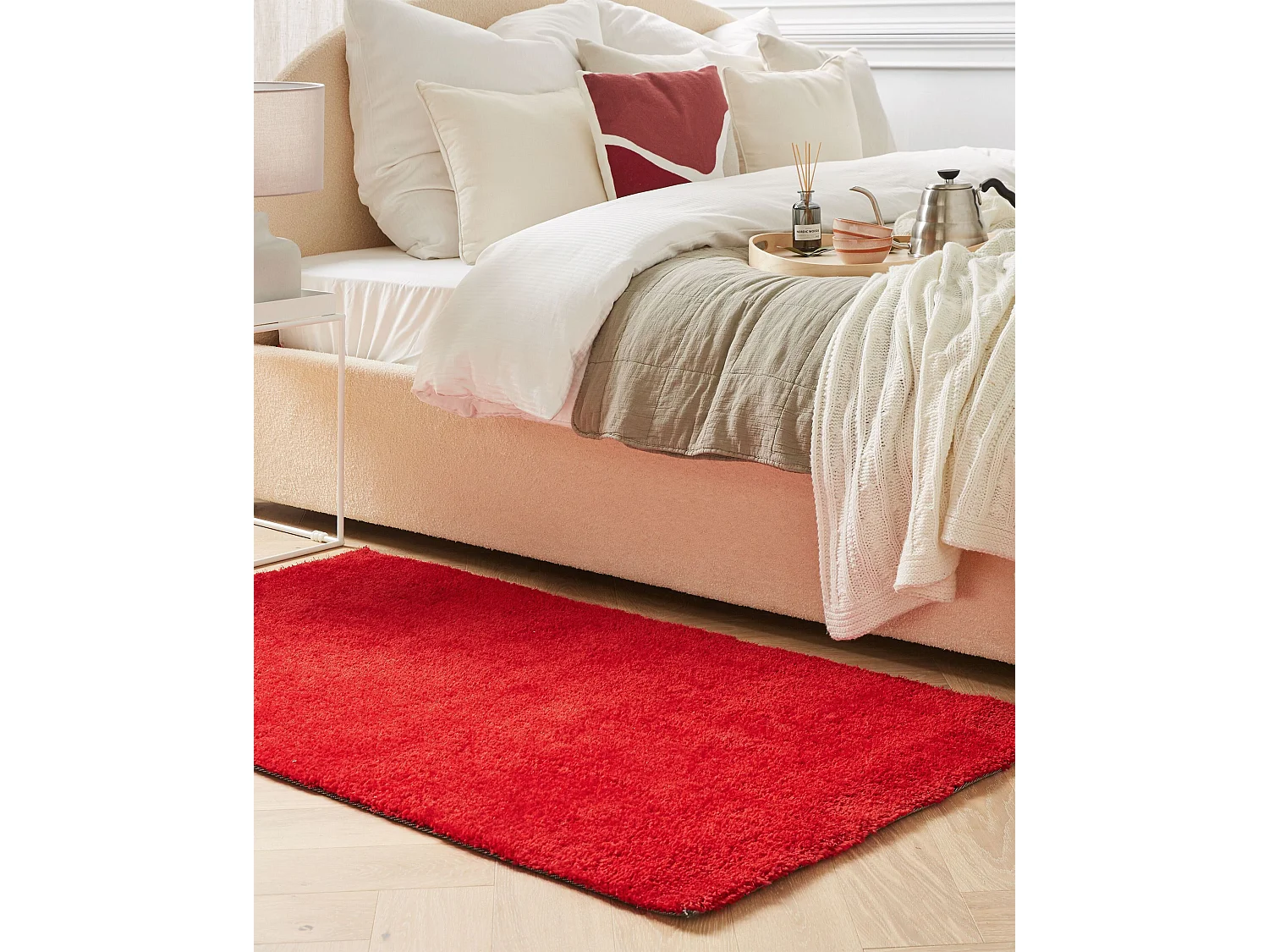 Teppich rot 80 x 150 cm Shaggy DEMRE