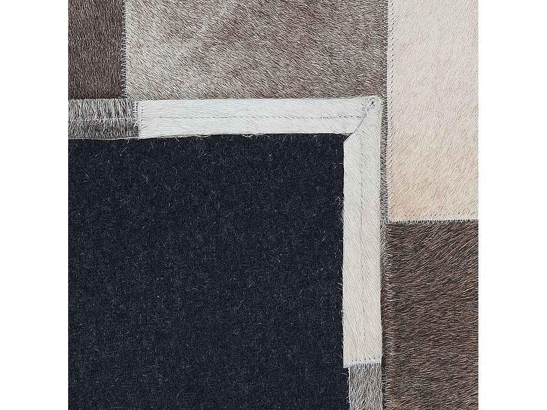 Designer Lederteppich Rechteckig Beige Hellbraun Dunkelbraun 160 x 230 cm Soke