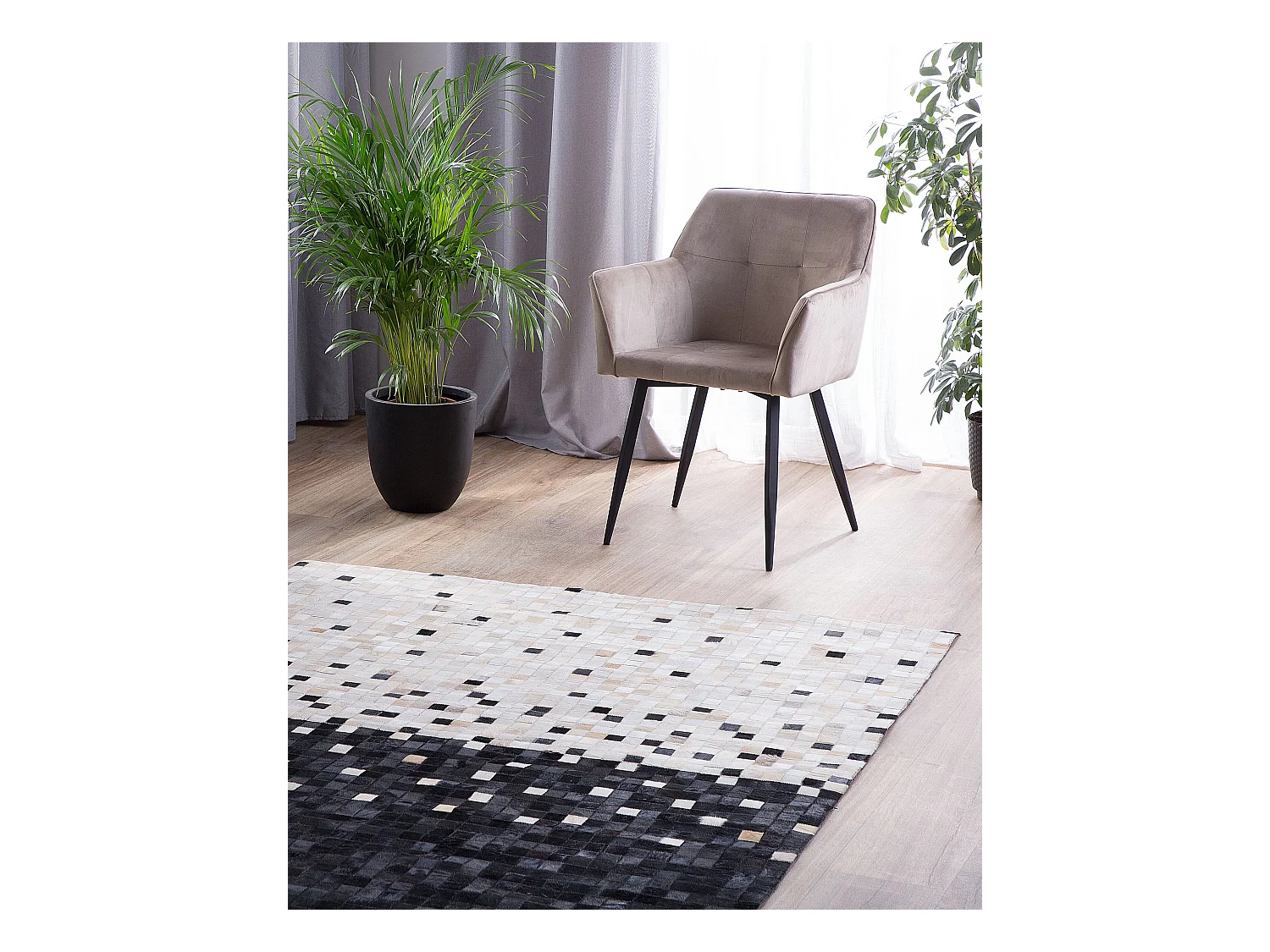 Teppich Leder beige schwarz modern 160 x 230 cm Erfelek