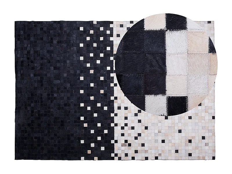 Vloerkleed ERFELEK 160 x 230 cm Leer Zwart