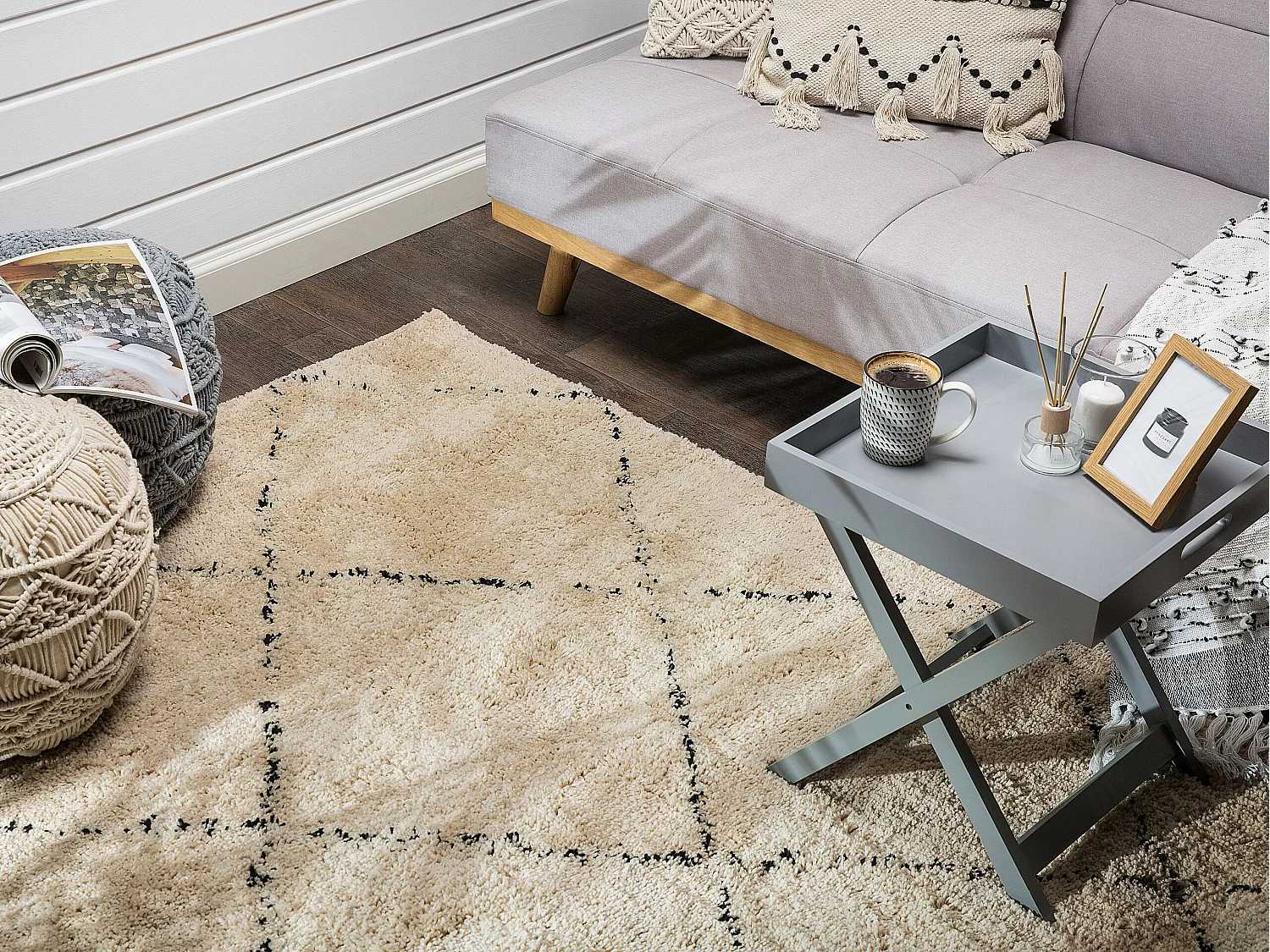 Vloerkleed polyester beige/zwart 160 x 230 cm MUTKI