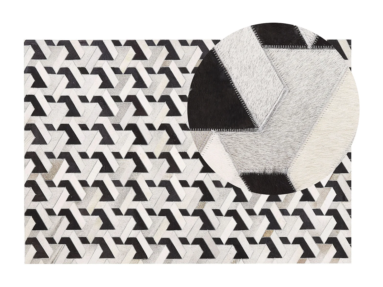 Tappeto in pelle nera e grigia 140 x 200 cm NARMAN