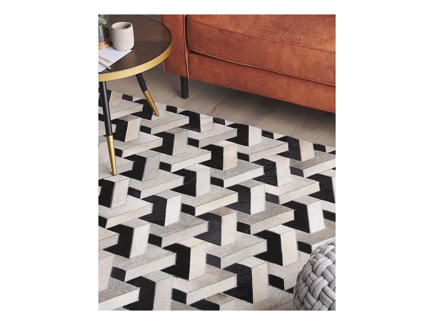 Vloerkleed NARMAN 140 x 200 cm Leer Grijs