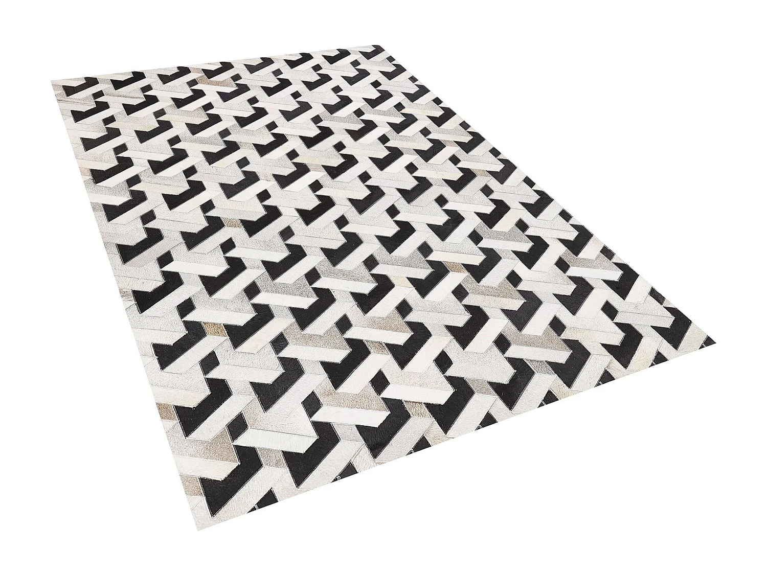 Tappeto in pelle nera e grigia 140 x 200 cm NARMAN