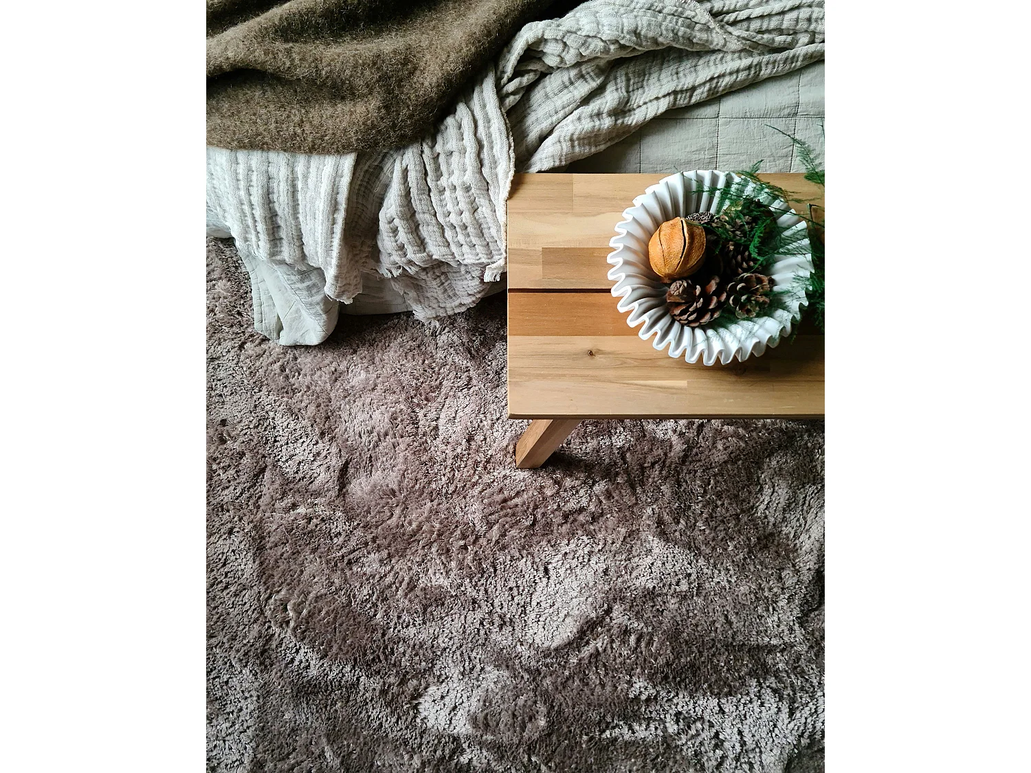 Vloerkleed polyester lichtbruin 200 x 200 cm EVREN
