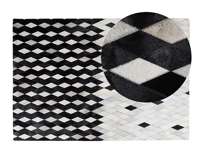 Tappeto in pelle bianco / nero 160 x 230 cm MALDAN
