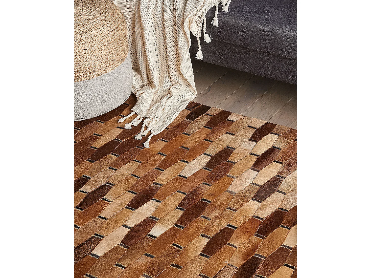 Vloerkleed patchwork bruin 140 x 200 cm DIGOR